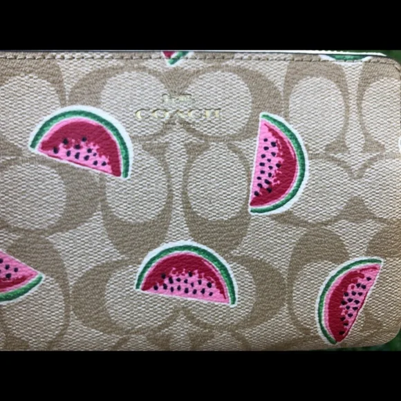New Coach Corner Zip Wristlet w/ Watermelon Print - Picture 5 of 10